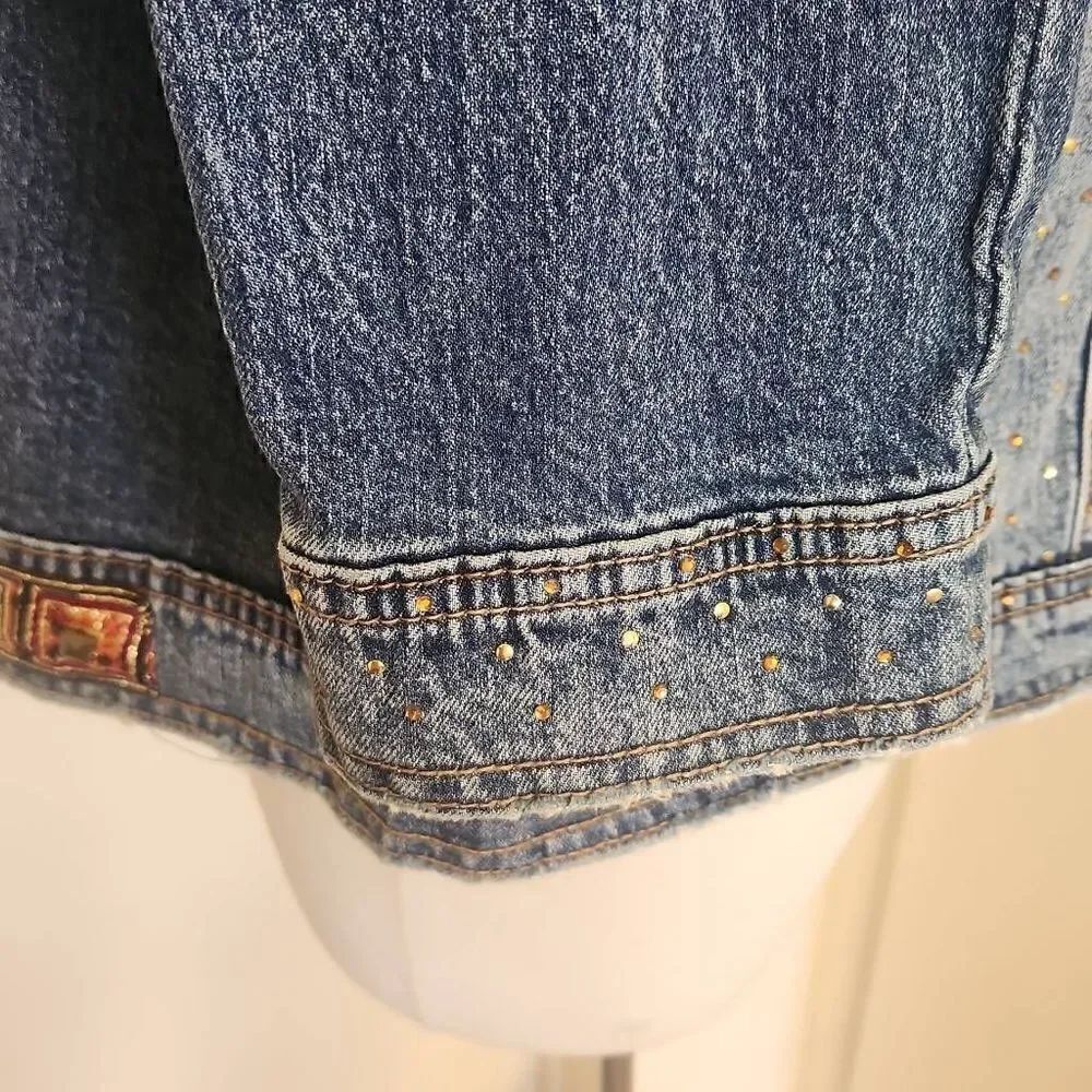 Universal Thread Upcycled Denim "Growling Tiger" Trucker Jacket, XL - Picture 7 of 12